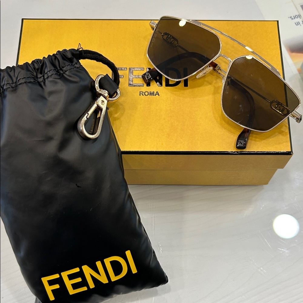 Fendi Gold and Brown Sunglasses